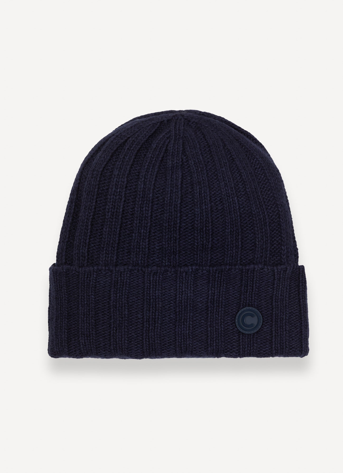 Cappello unisex Colmar a coste larghe blu in lana e cashmere riciclato con logo laterale