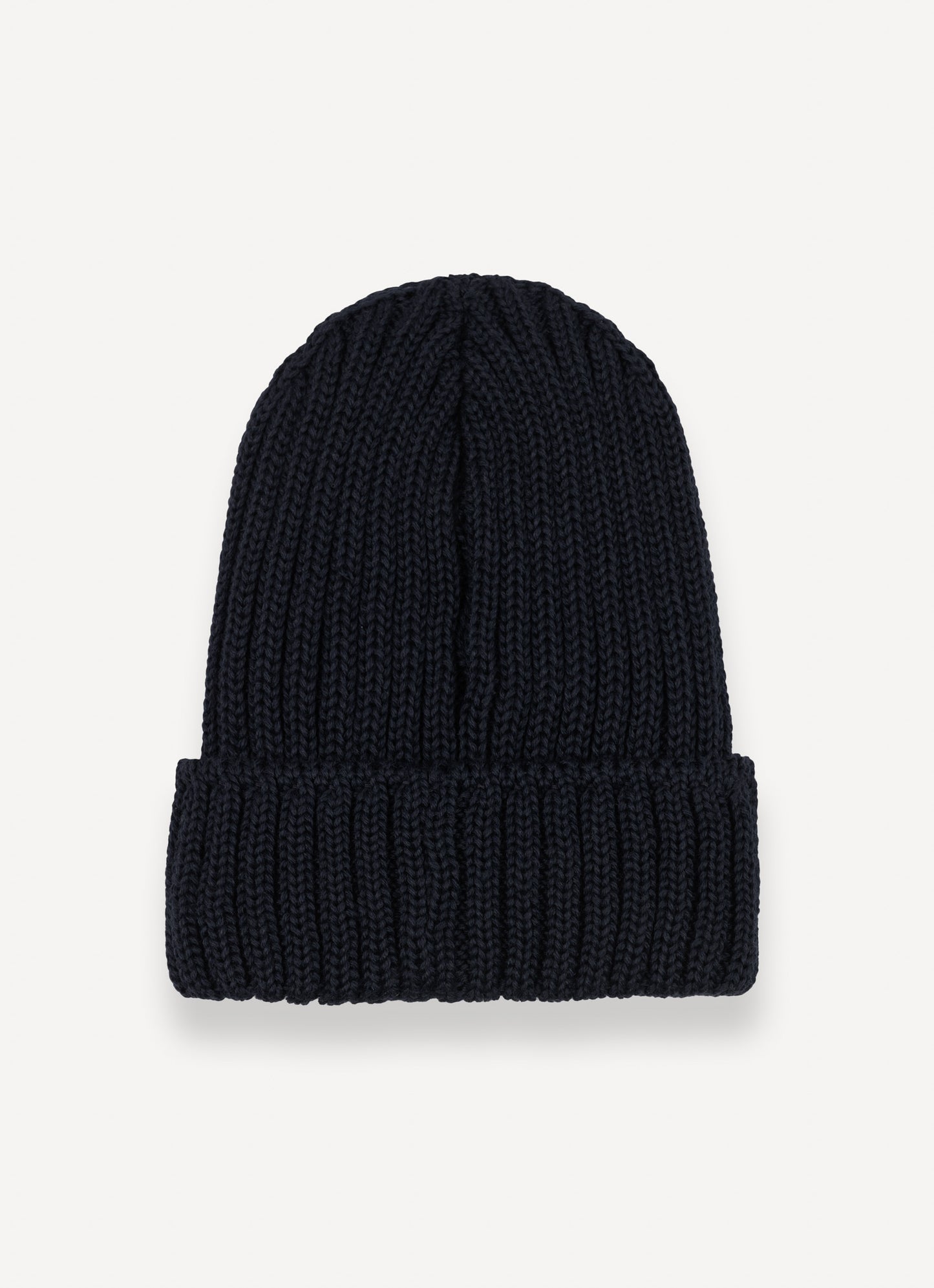 Cappello unisex Colmar navy blue in lana a coste con risvolto e logo frontale retro
