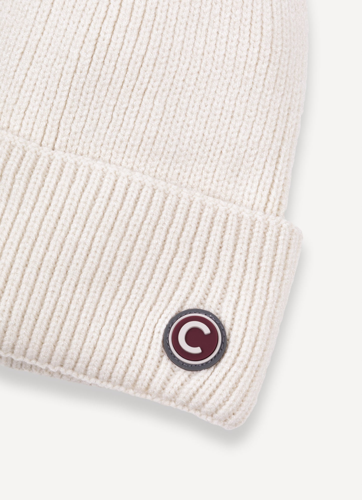 Cappello unisex Colmar bianco effetto ciniglia con risvolto e logo laterale logo