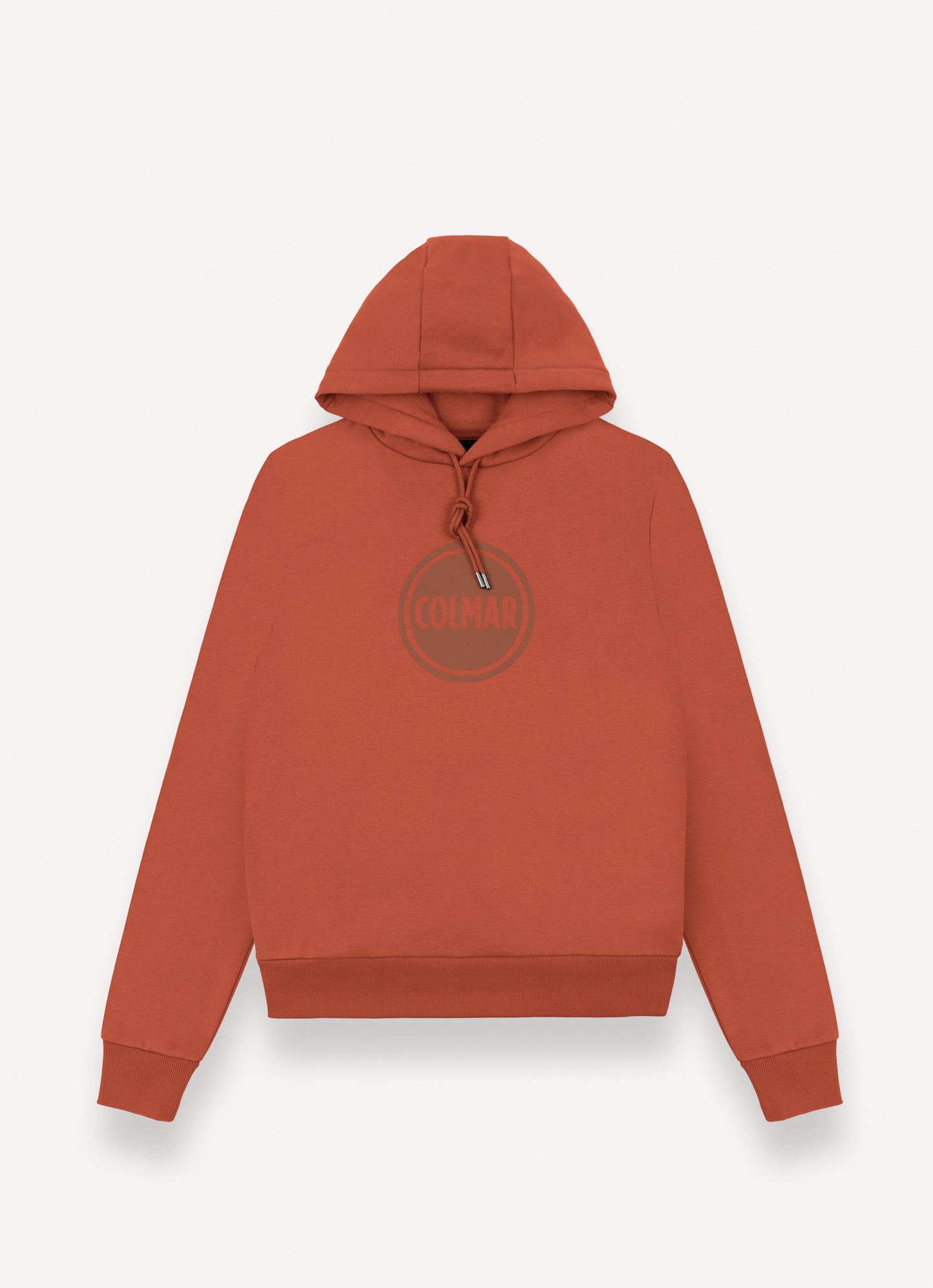 Felpa uomo Colmar Originals in cotone felpato rosso goji con cappuccio e logo frontale davanti
