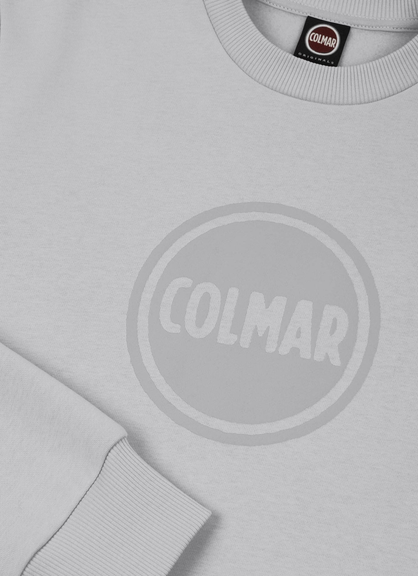 Felpa uomo Colmar Originals girocollo bianca in cotone felpato con logo frontale dettaglio logo