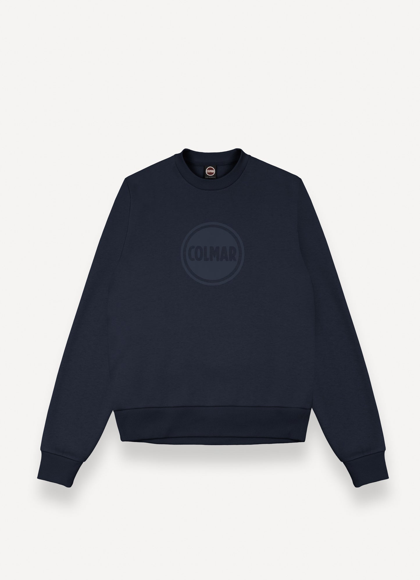 Felpa uomo Colmar Originals girocollo blu in cotone felpato con logo frontale