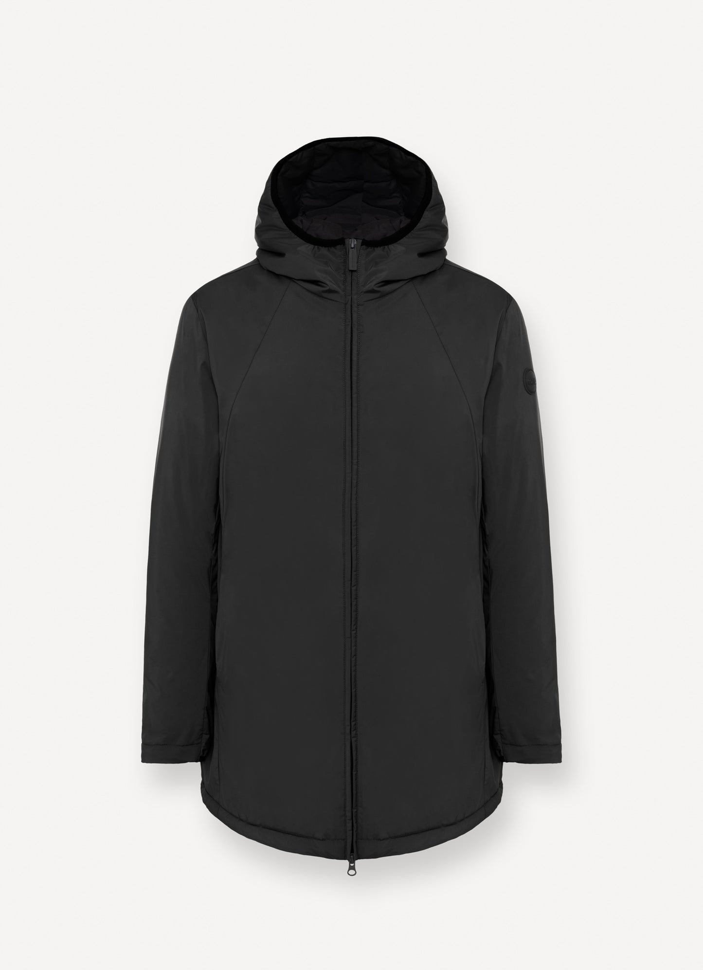 Giacca uomo Colmar lunga stretch autunnale nera con cappuccio e imbottitura leggera
