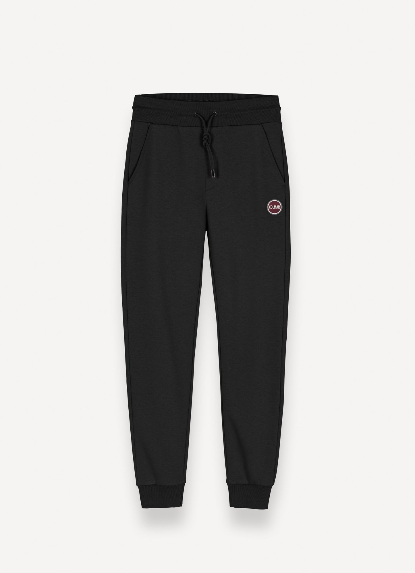 Pantaloni uomo Colmar in felpa neri di cotone con coulisse e logo vista davanti