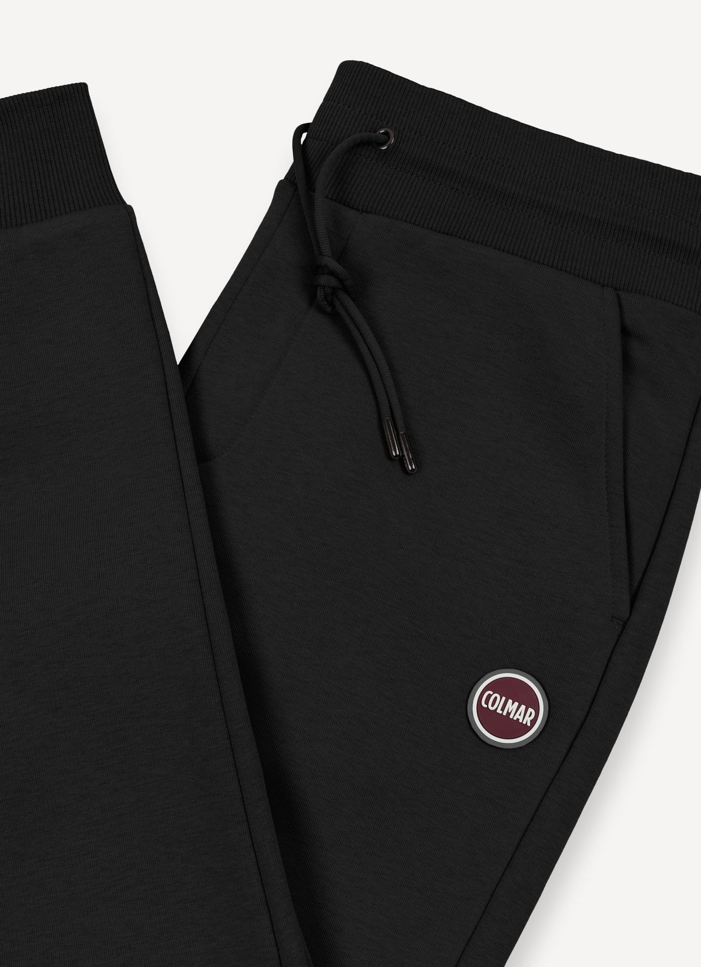 Pantaloni uomo Colmar in felpa neri di cotone con coulisse e logo vista fronte