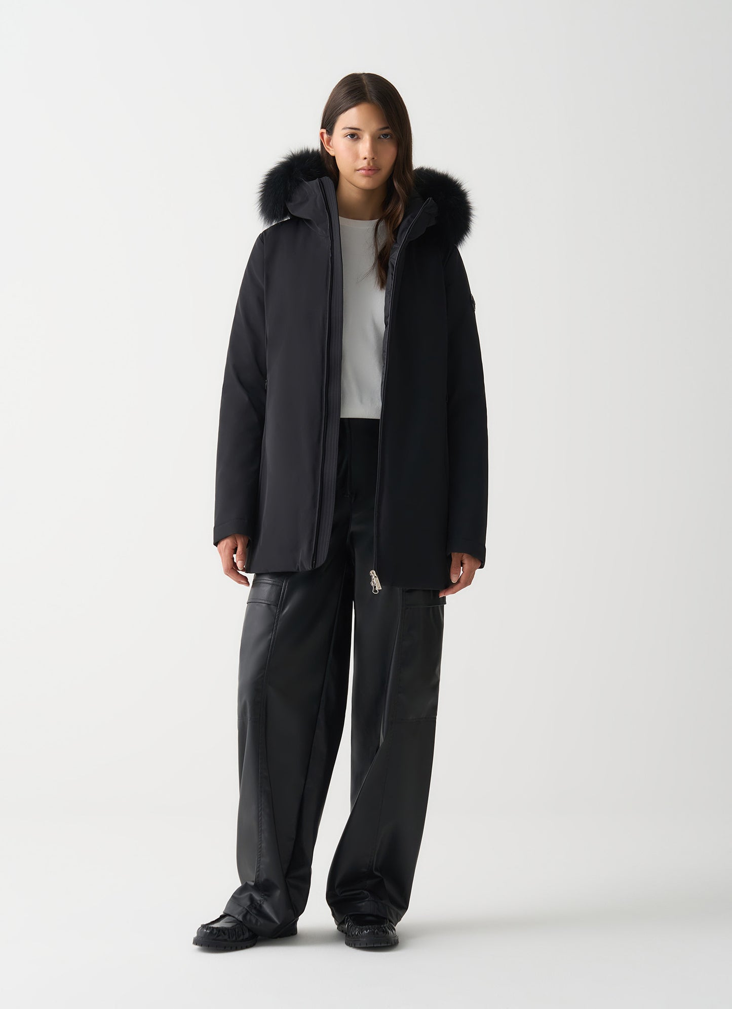 Piumino donna Colmar nero impermeabile con cappuccio e pelliccia sintetica staccabile davanti