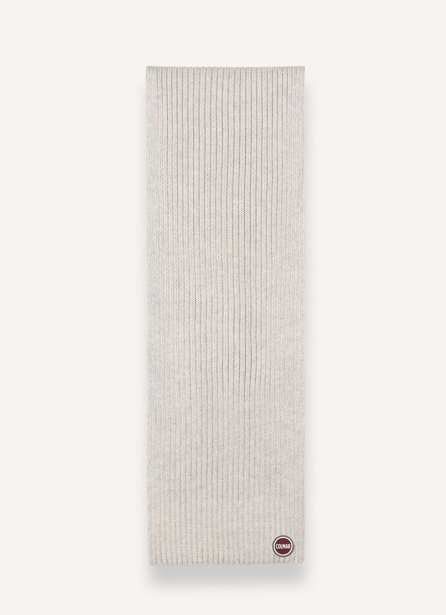 Sciarpa Colmar unisex a coste grigio melange in lana vergine con logo Colmar Originals vista fronte