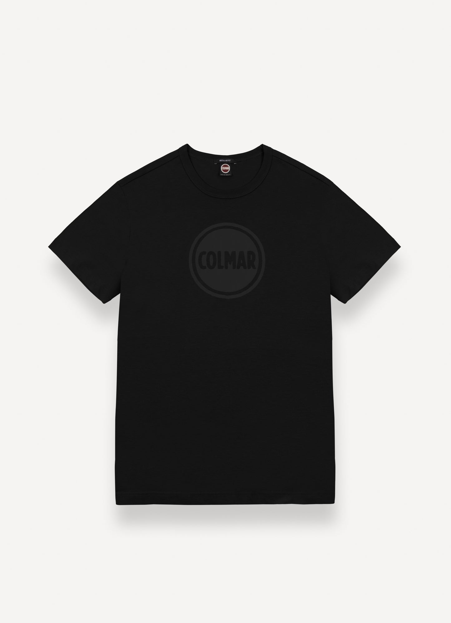 T-shirt uomo Colmar girocollo in cotone nero con logo tono su tono davanti