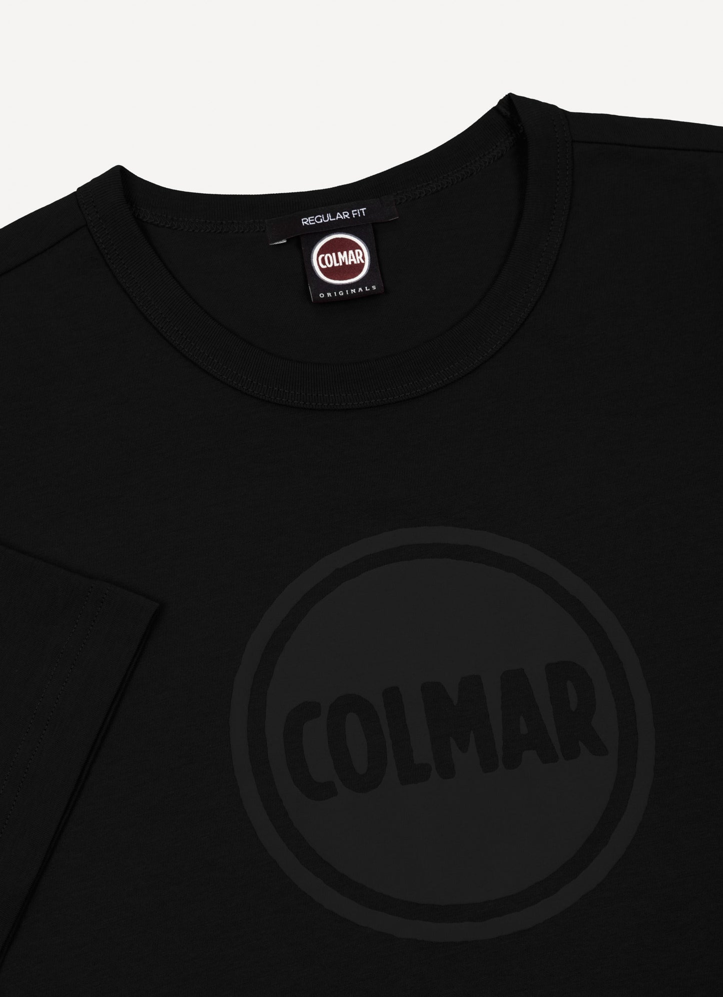 T-shirt uomo Colmar girocollo in cotone nero con logo tono su tono dettagli