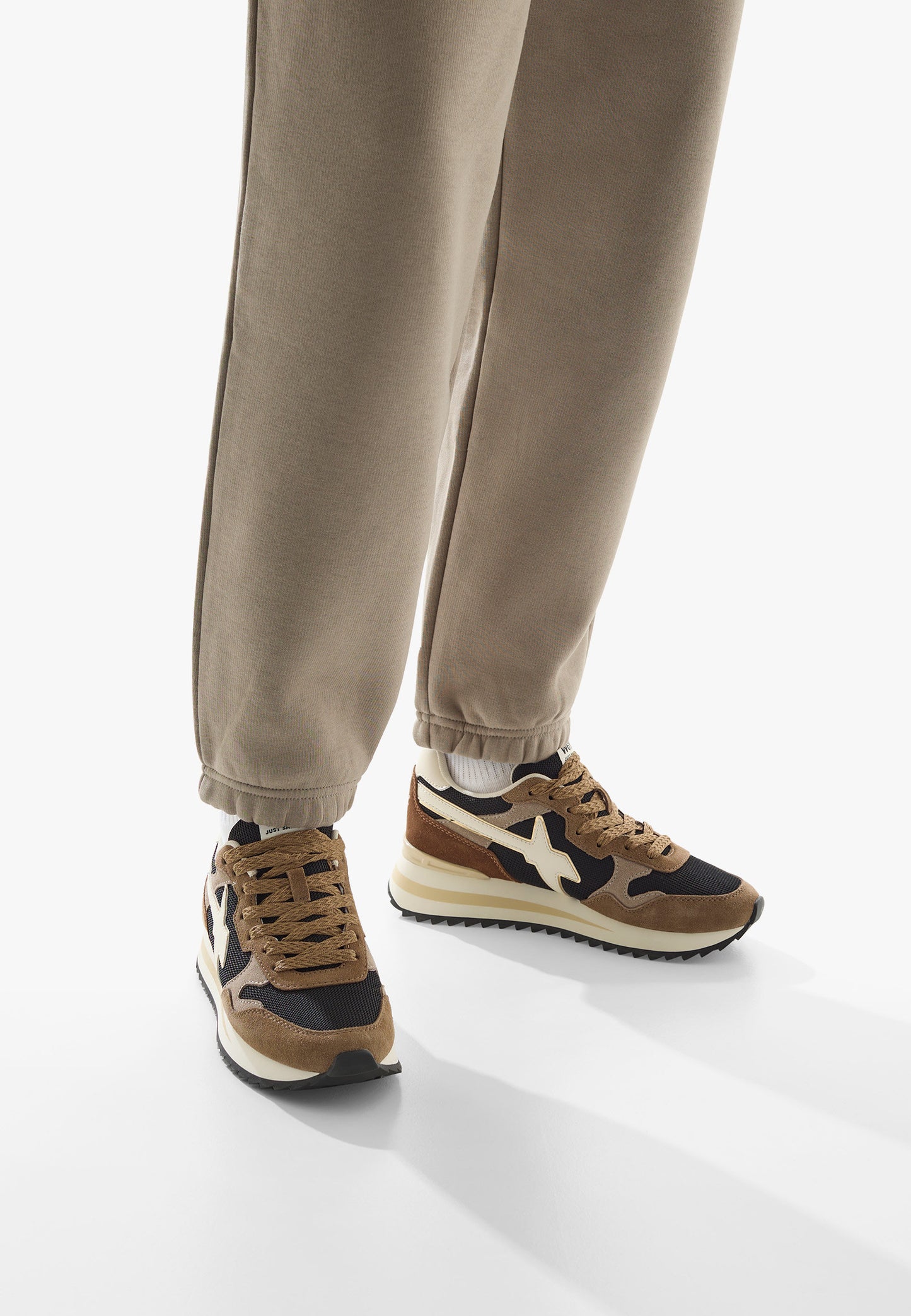 W6yz scarpe donna Home YAK-W. - Sneakers in tessuto tecnico e suede - Marrone-Nero. 2016528421D33