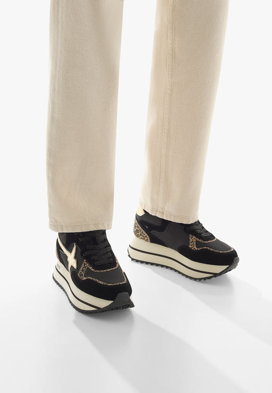 W6yz women's shoes Home DEVA W. - Sneakers in technical fabric and suede - Black-Platinum 2017405091A08.