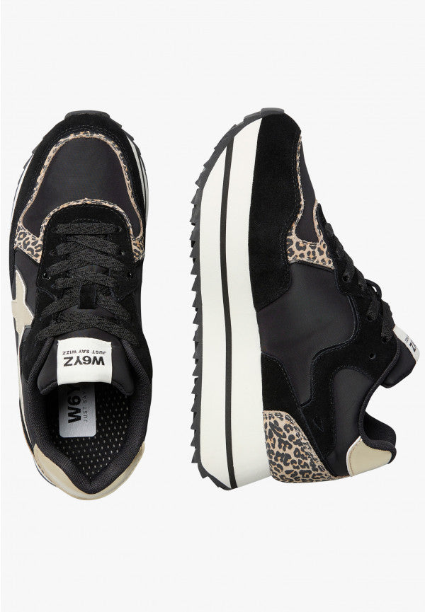 W6yz scarpe donna Home DEVA W. - Sneakers in tessuto tecnico e suede - Nero-Platino 2017405091A08.