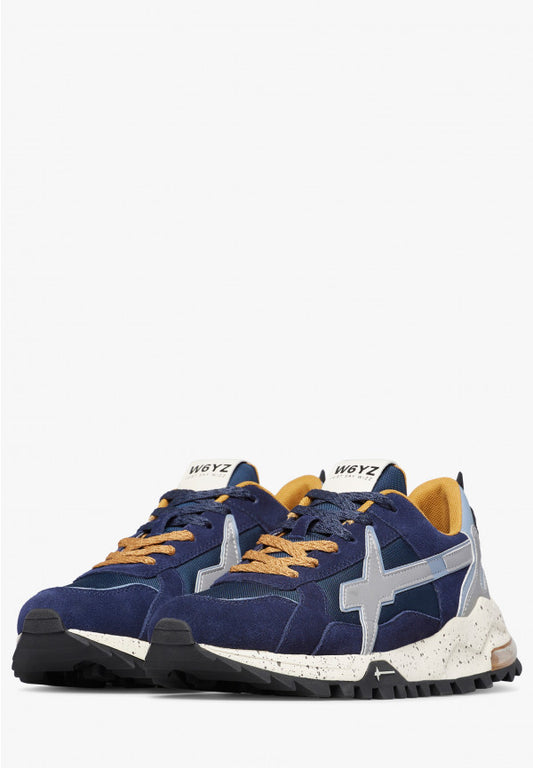 W6yz BREEZE 3-M men's shoes. - Sneakers in technical fabric and suede - Navy 2018612103C52
