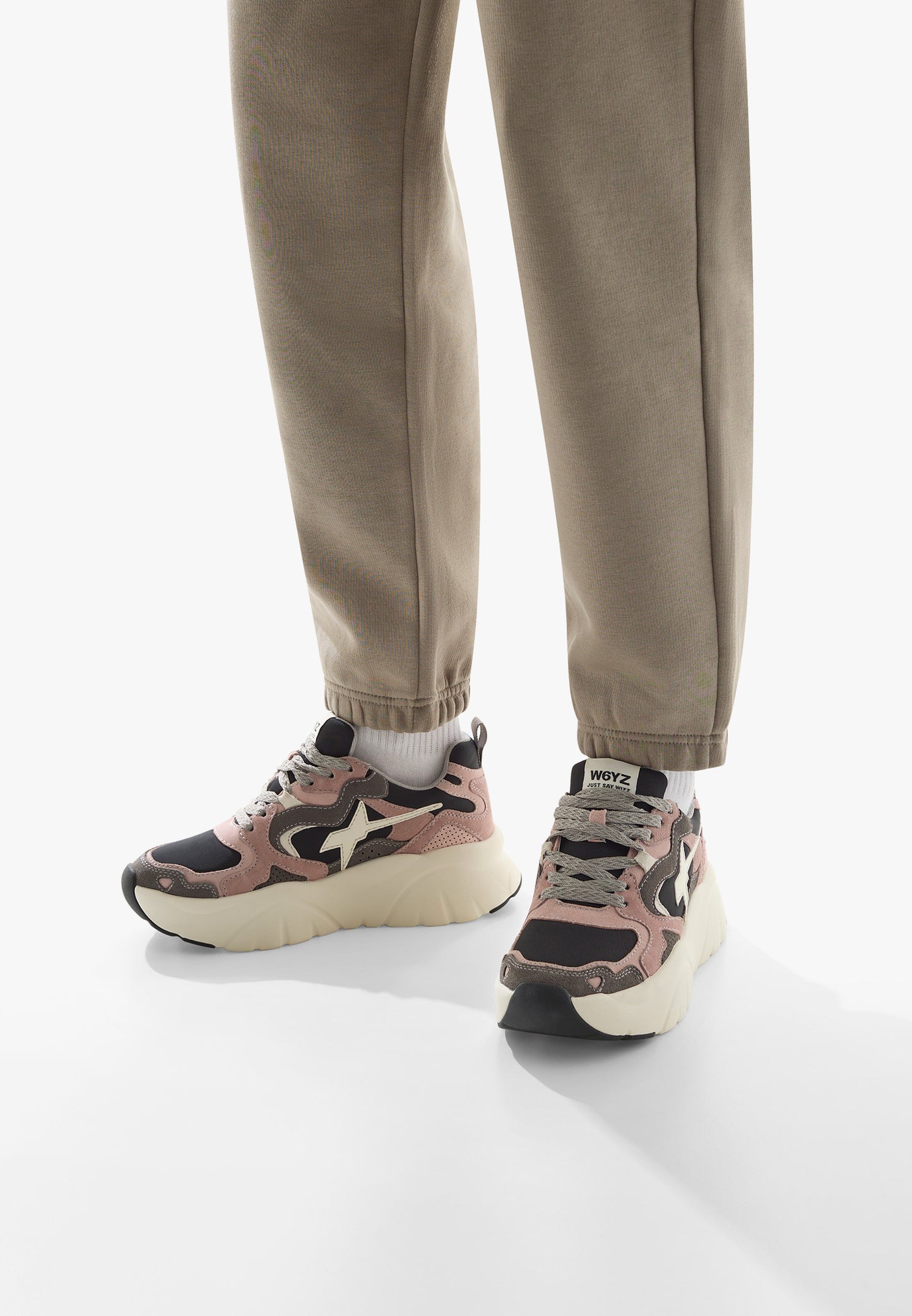 W6yz MIA-W Damenschuhe - Sneaker aus Wildleder und Funktionsgewebe - Rosa-Grau 2019468011B67