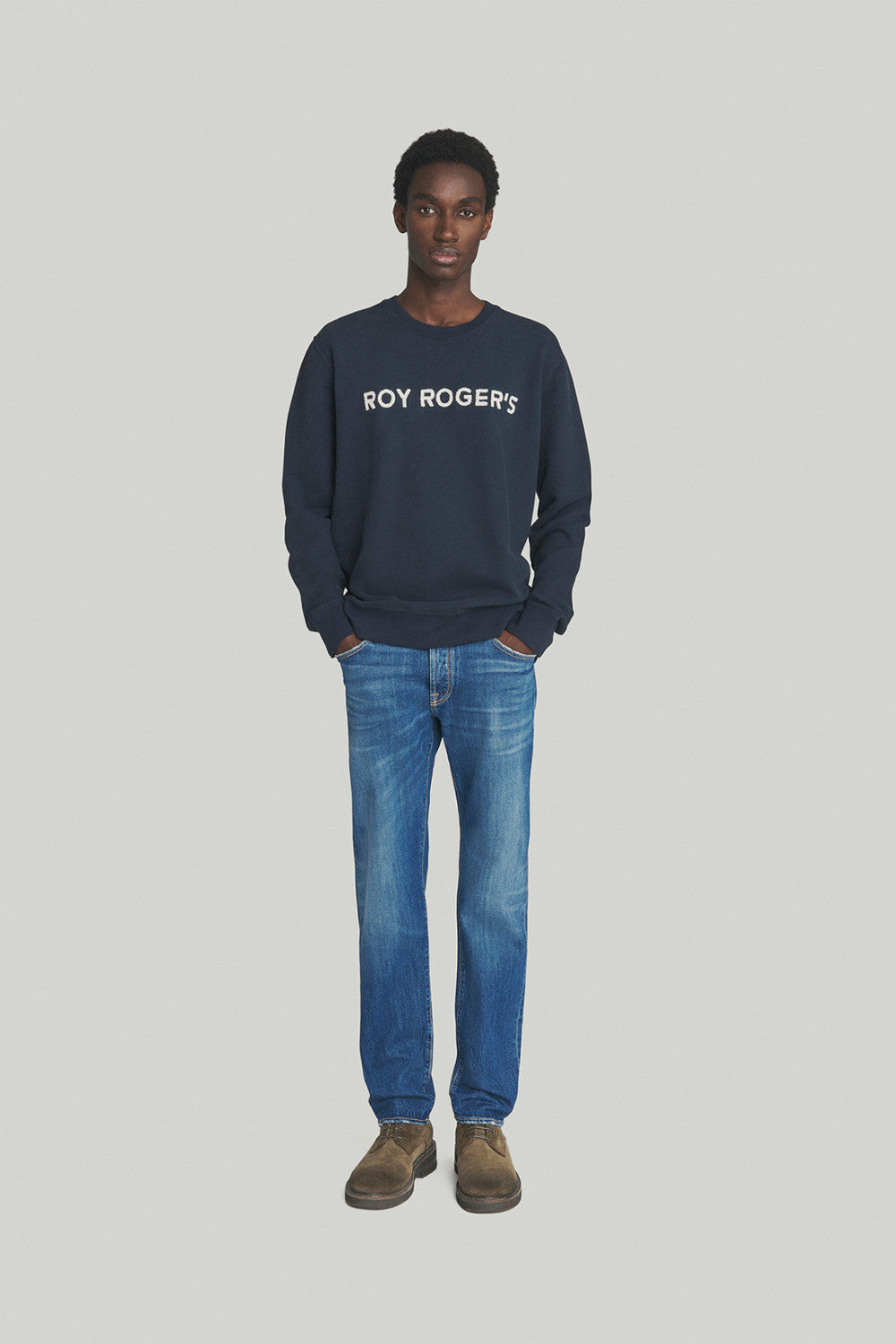 Roy Roger's Felpa uomo girocollo in lana con ricamo