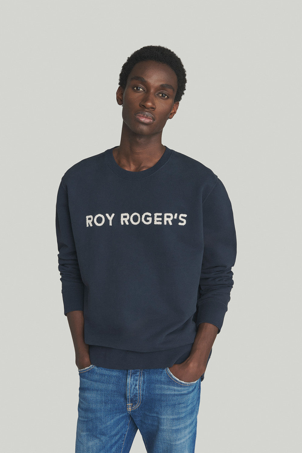 Roy Roger's Felpa uomo girocollo in lana con ricamo