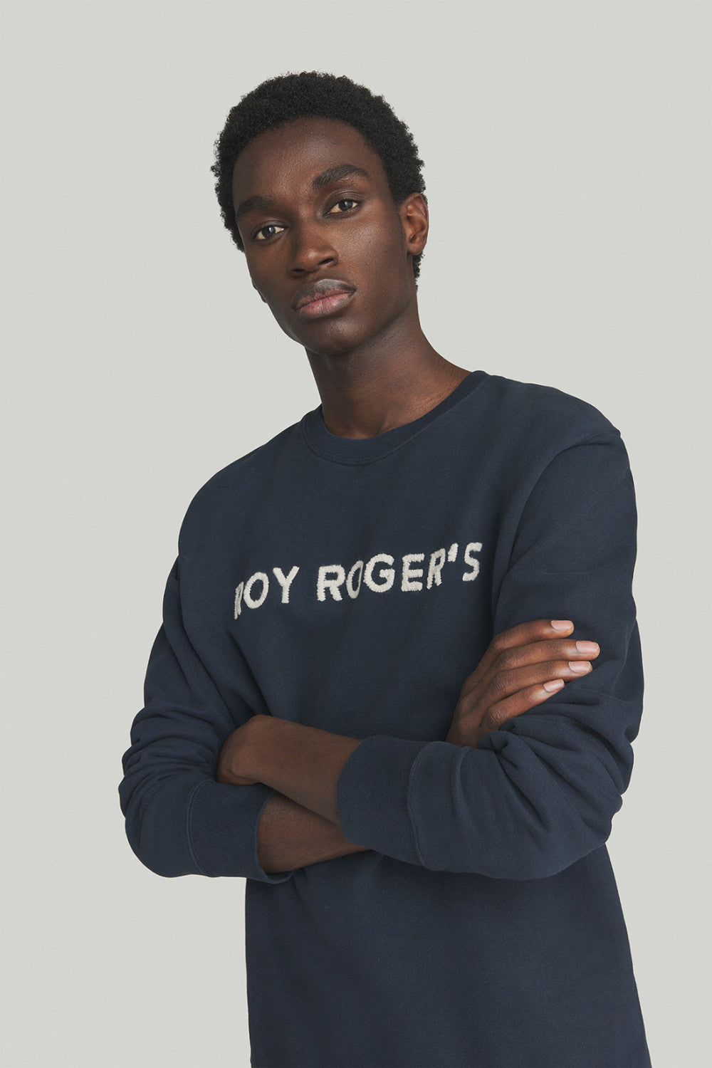 Roy Roger's Felpa uomo girocollo in lana con ricamo