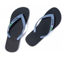 Infradito Ipanema Clas Brasil II uomo colore nero con bandiera brasiliana e suola ispirata alla spiaggia di Ipanema fronte