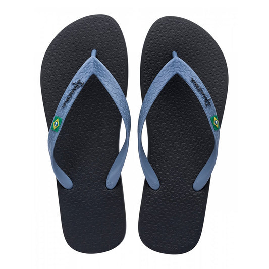 Infradito Ipanema Clas Brasil II uomo colore nero con bandiera brasiliana e suola ispirata alla spiaggia di Ipanema vista dall'alto