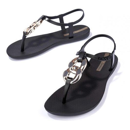 Sandali Ipanema Class Connect II donna Black Gold con catena dorata e suola ispirata a Ipanema lato
