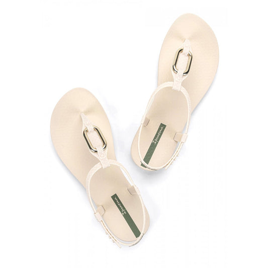 Sandali donna beige Ipanema Class Linea con maglia metallica e texture effetto coccodrillo fronte