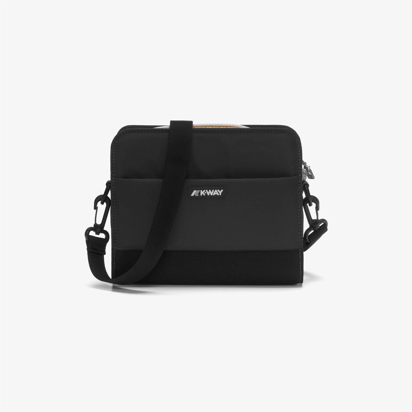 Borsa pouch donna K-Way Marybell nera e grigia in nylon impermeabile con tracolla rimovibile