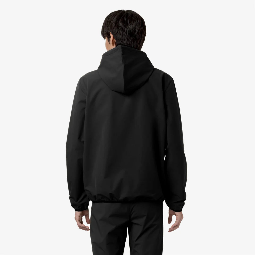 Felpa K-WAY Jourdain unisex nera e grigia, ripiegabile da viaggio, tessuto leggero antigoccia dietro
