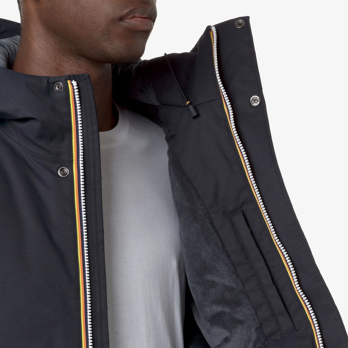 Giacca uomo K-Way Jacko Twill Marmotta blu impermeabile con imbottitura PrimaLoft dettaglio