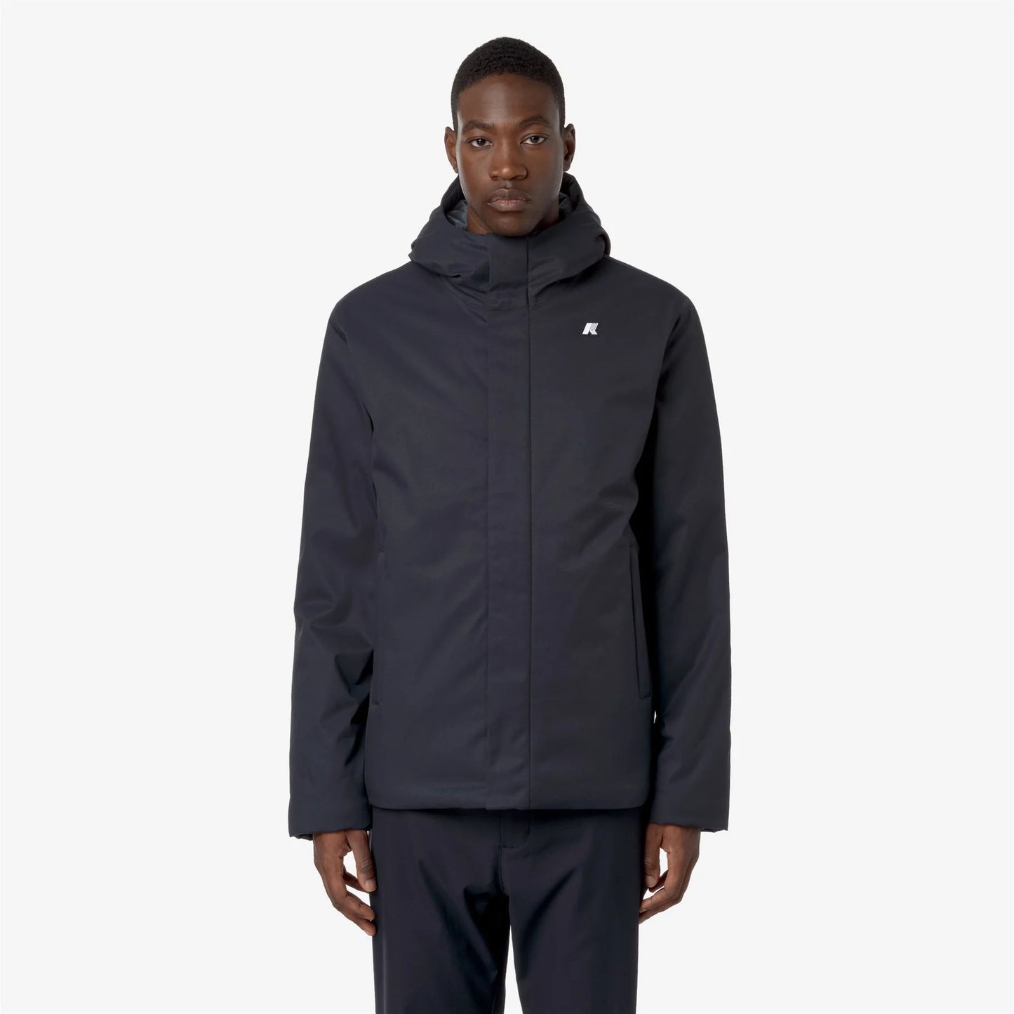 Giacca uomo K-Way Jacko Twill Marmotta blu impermeabile con imbottitura PrimaLoft fronte