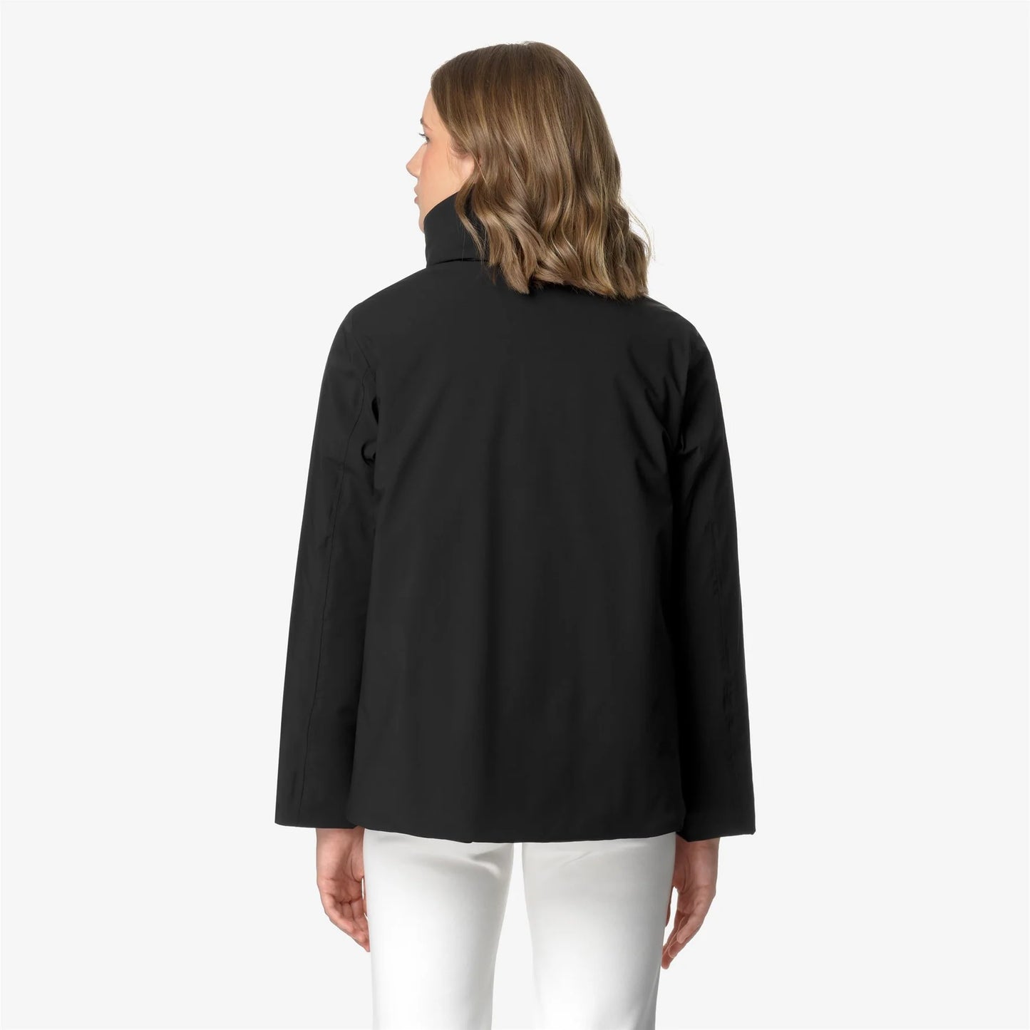 Giacca corta donna K-Way Marletta st Warm nera impermeabile con cappuccio fisso vista dietro