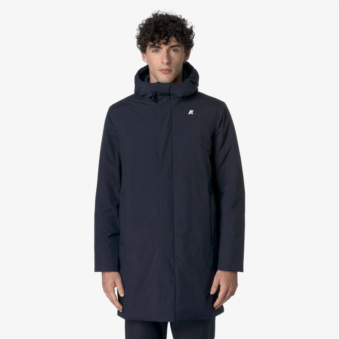 K-Way giacca lunga uomo Thomas Warm Ottoman imbottita impermeabile nera fronte