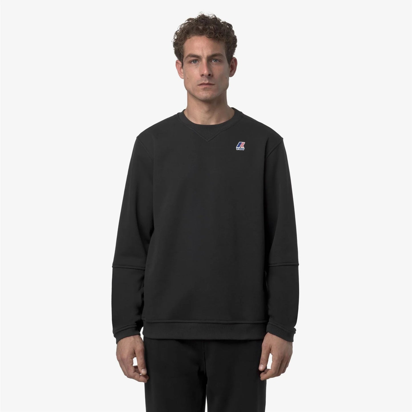 Felpa uomo K-WAY Nael girocollo unisex in pile spazzolato nero