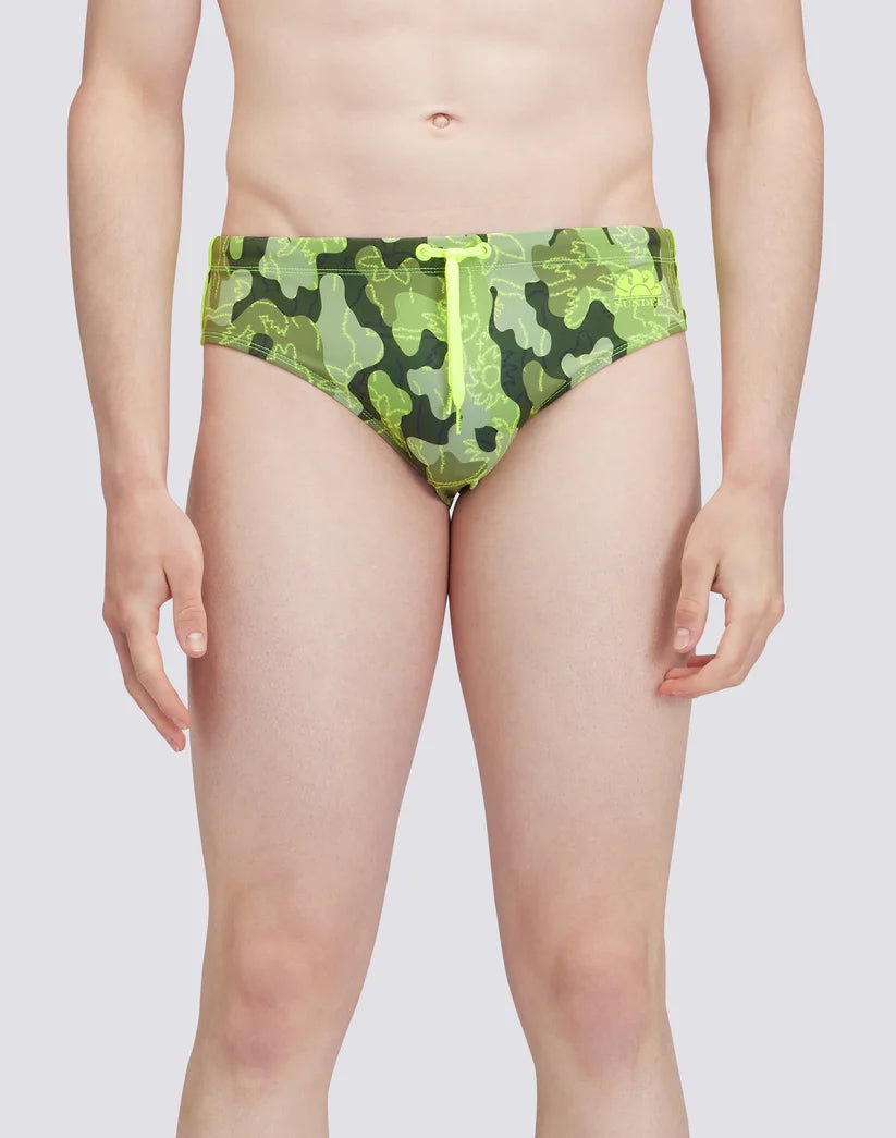 Costume uomo slip Sundek Diwalter camouflage con coulisse, logo e striscia tricolore