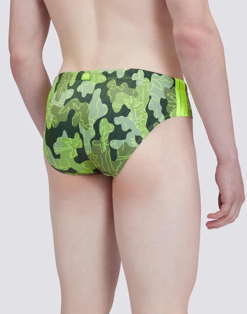 Costume uomo slip Sundek Diwalter camouflage con coulisse, logo e striscia tricolore dettaglio
