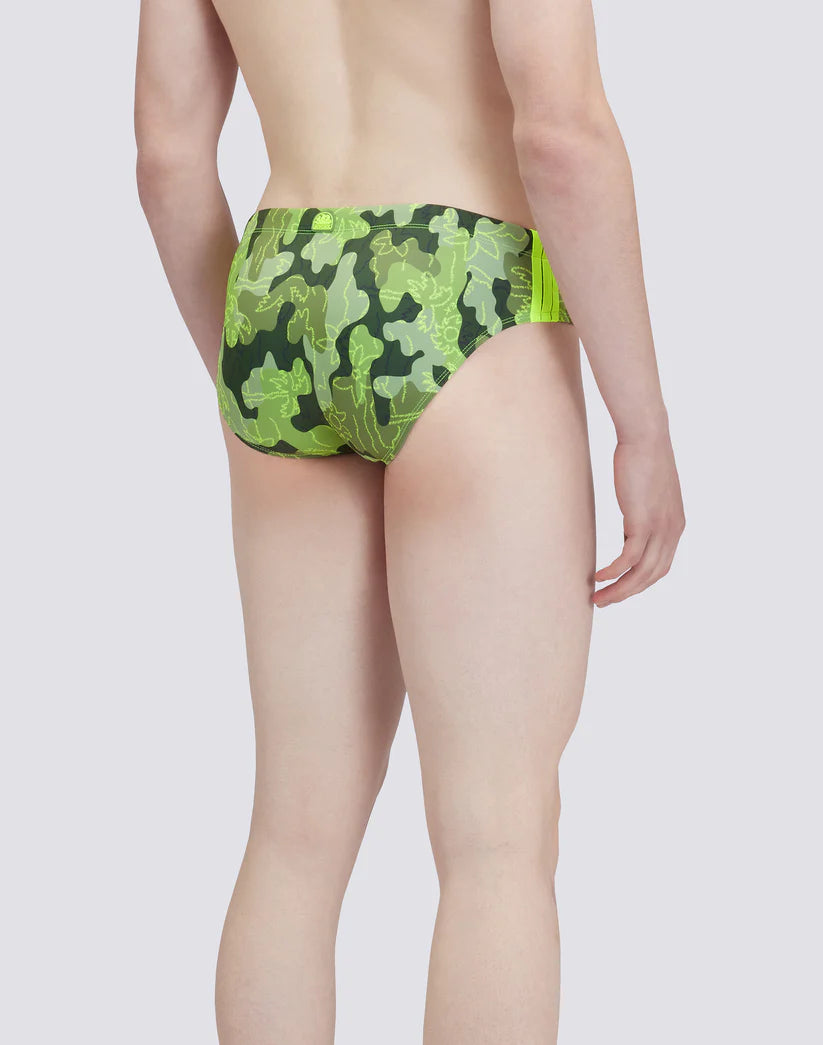 Costume uomo slip Sundek Diwalter camouflage con coulisse, logo e striscia tricolore dietro