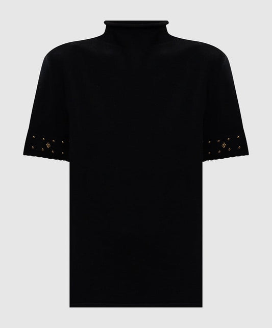 Twinset Maglia Donna con Cristalli e Bordo Grezzo – fronte