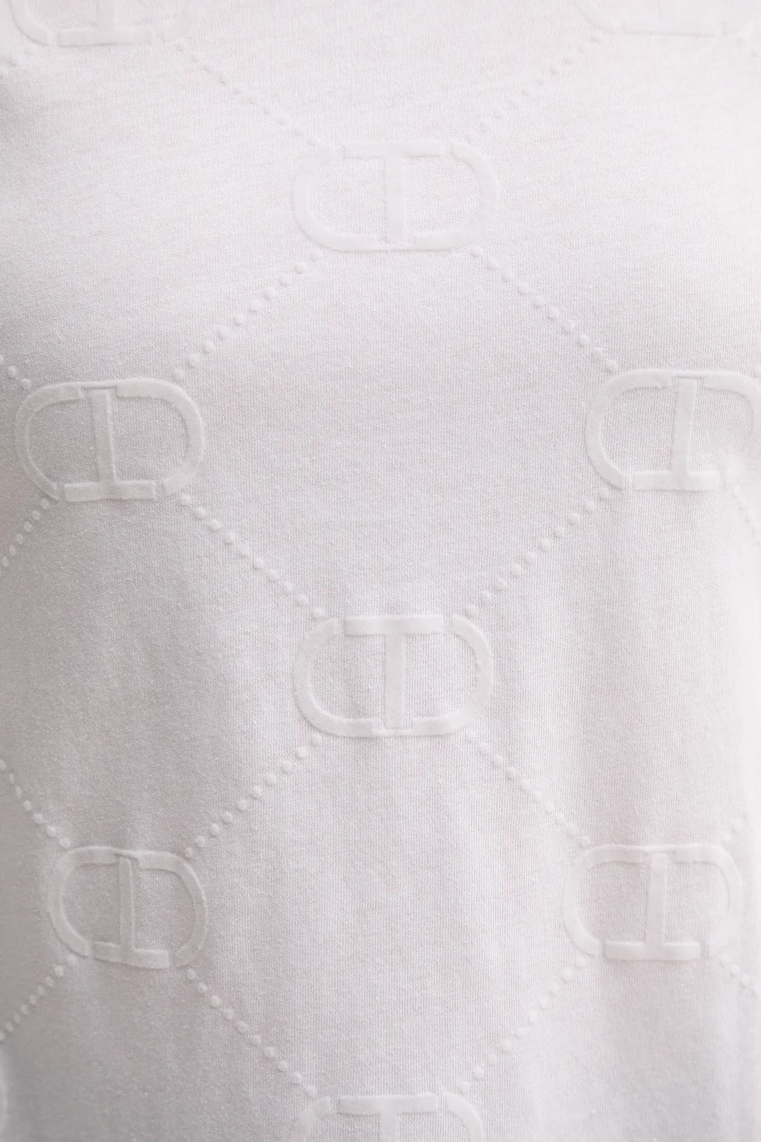 T-shirt donna Twinset in maglia fine elasticizzata stampata con vestibilità rilassata dettaglio stampa