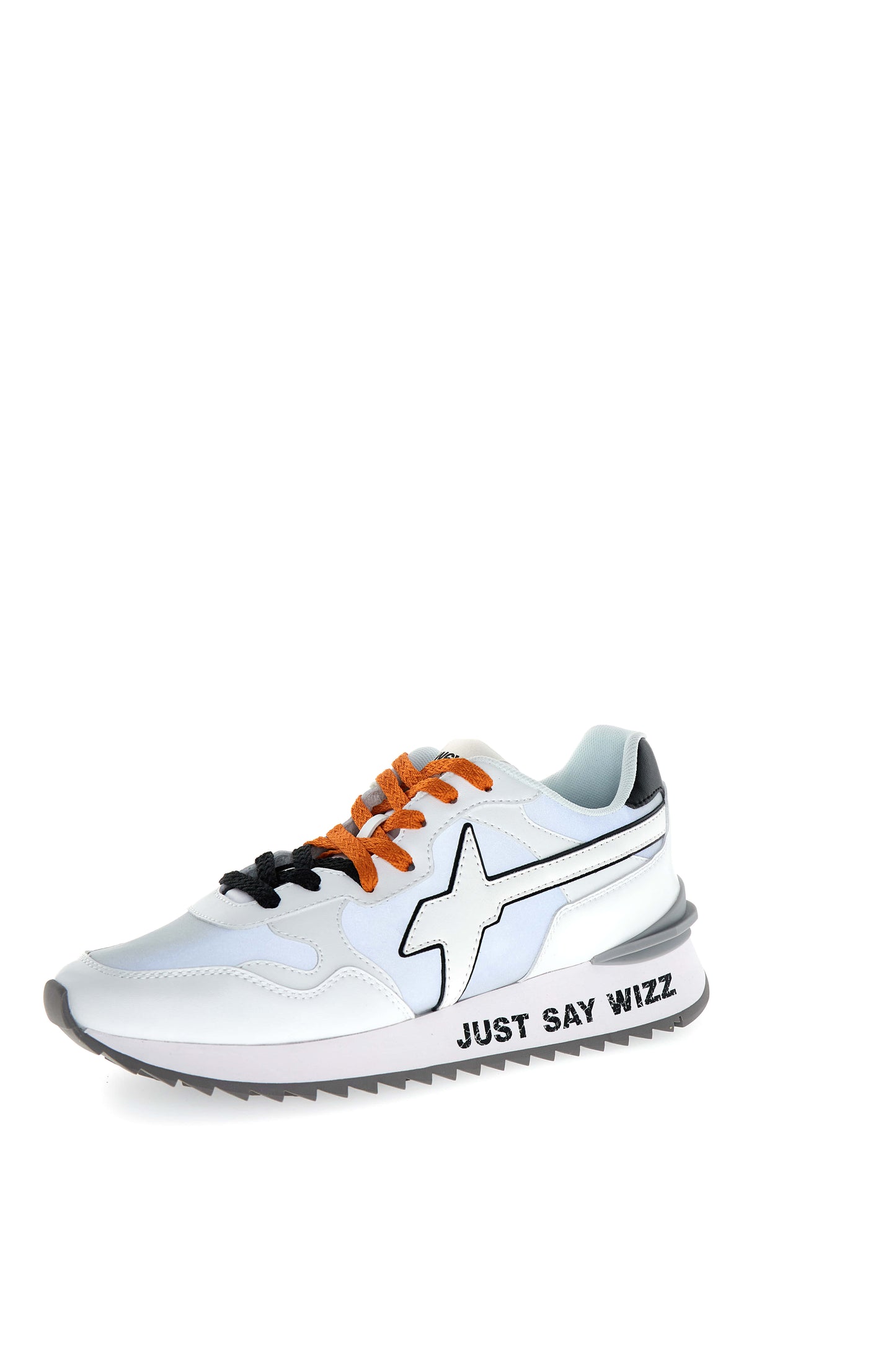 Sneakers uomo W6YZ YAK-M E-calf reflective bianco-nero con suola ultraleggera e dettagli urban lato