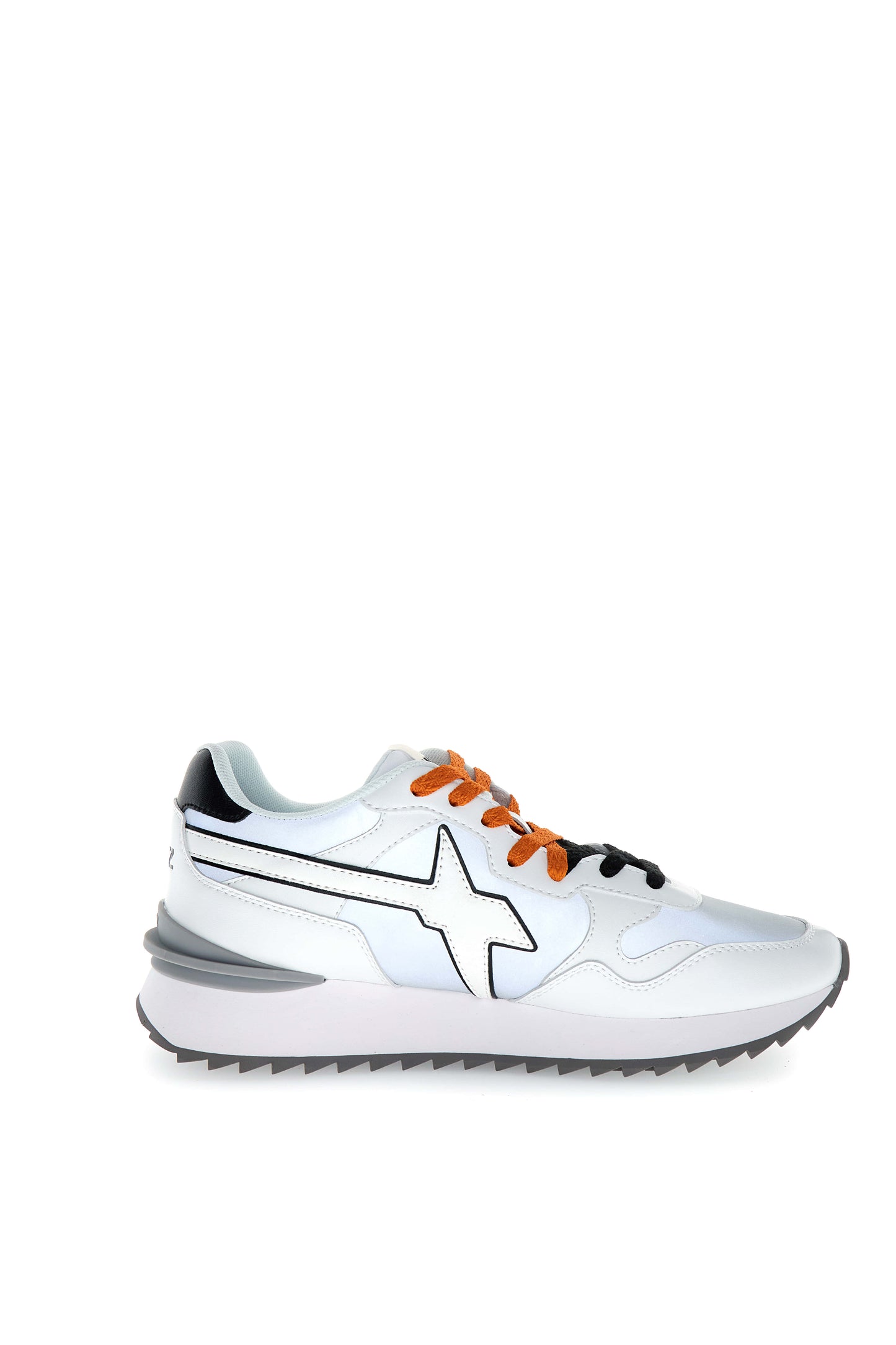 Sneakers uomo W6YZ YAK-M E-calf reflective bianco-nero con suola ultraleggera e dettagli urban lato destro