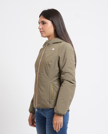 K-WAY Giacca donna corta calda Lily St Warm Double - Green Army Violet Mauve - K6128TW-D0U