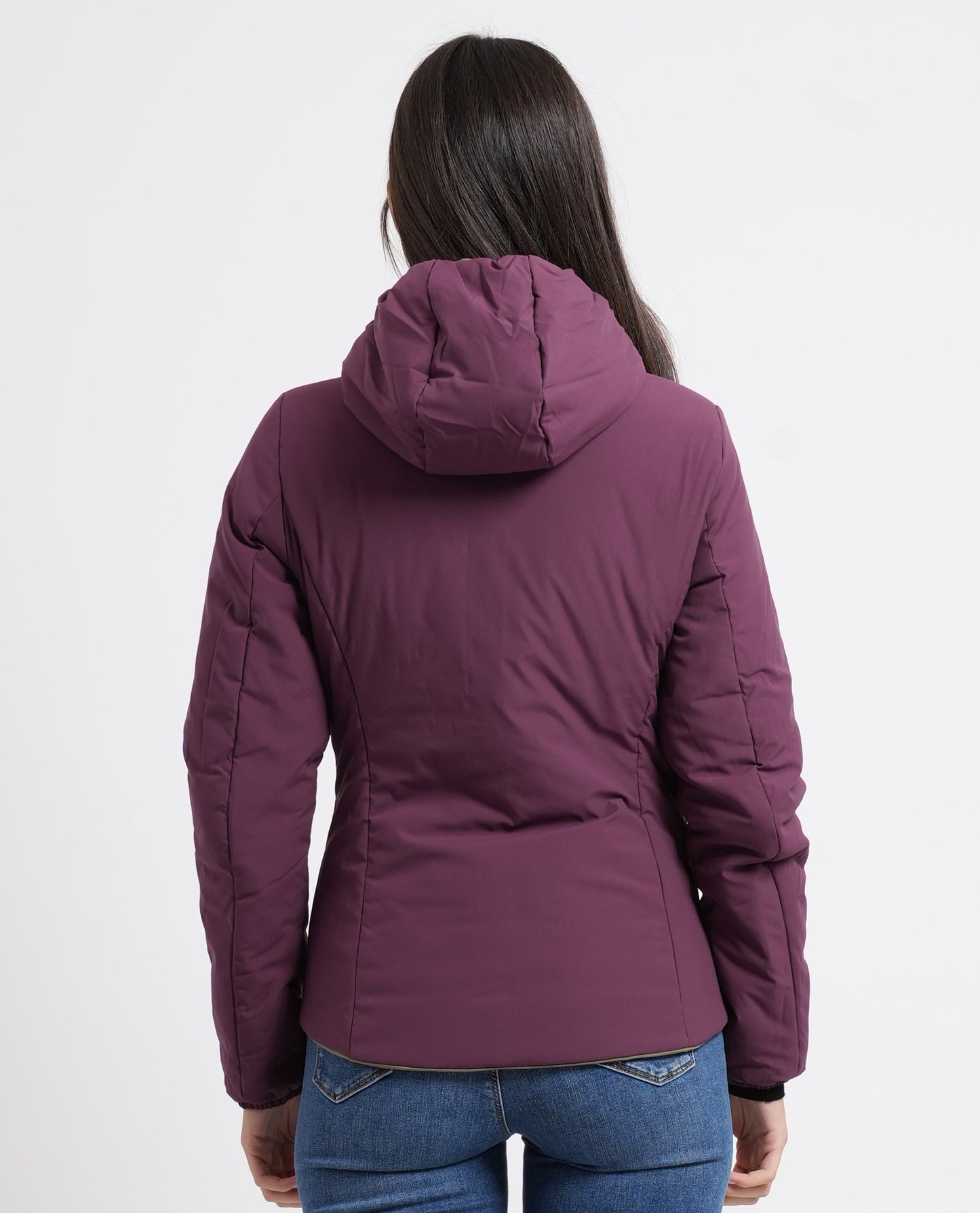 K-WAY Giacca donna corta calda Lily St Warm Double - Green Army Violet Mauve - K6128TW-D0U