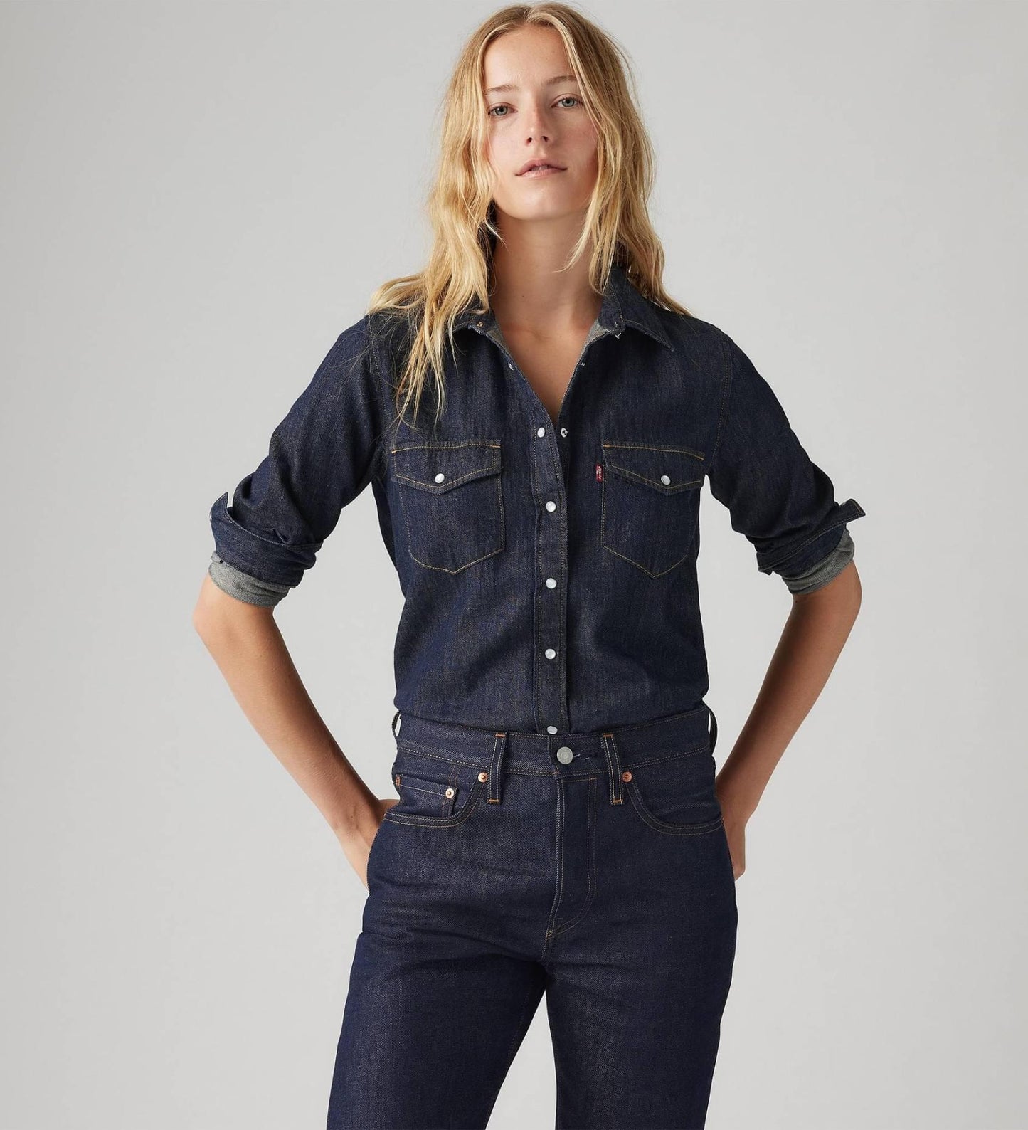 Levi's Camicia Donna Iconic Western Linen+ Denim Blu Scuro Regular Fit