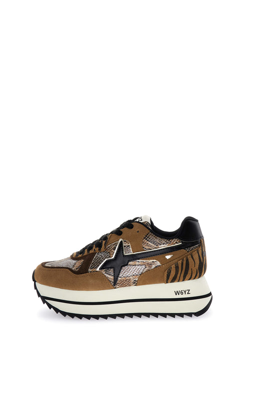 W6yz scarpe donna Home  DEVA W. - Sneakers in tessuto tecnico e suede - Brown/black/dark brown 2017405411D33