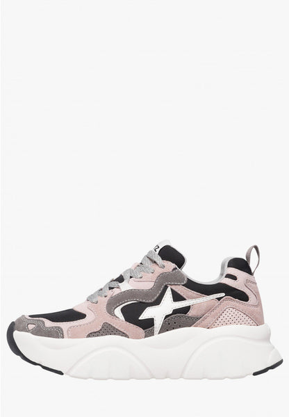 W6yz scarpe donna  MIA-W. - Sneakers in suede e tessuto tecnico - Rosa-Grigio 2019468011B67