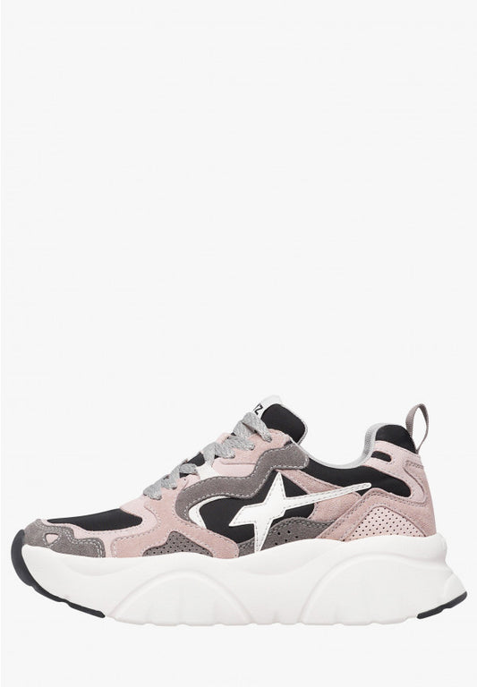 W6yz scarpe donna  MIA-W. - Sneakers in suede e tessuto tecnico - Rosa-Grigio 2019468011B67