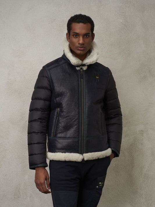 Blauer Men's Padded Leather Jacket Men's Outerwear