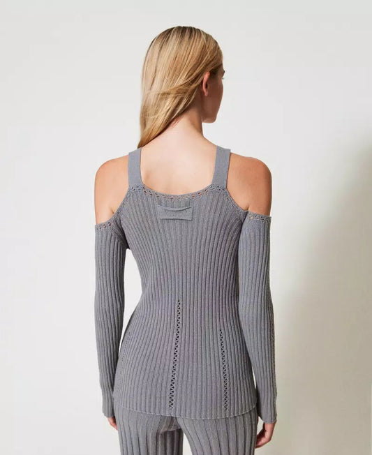 Twinset Maglia donna in filato Treeblend con spilla