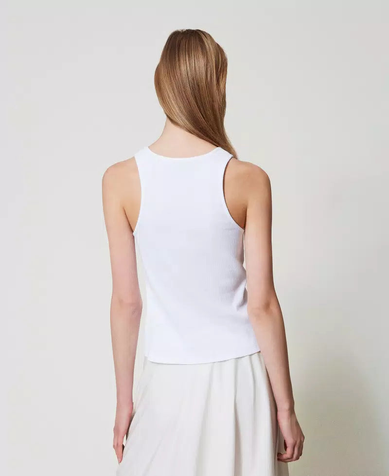Twinset T-shirt donna Top a costine con catena