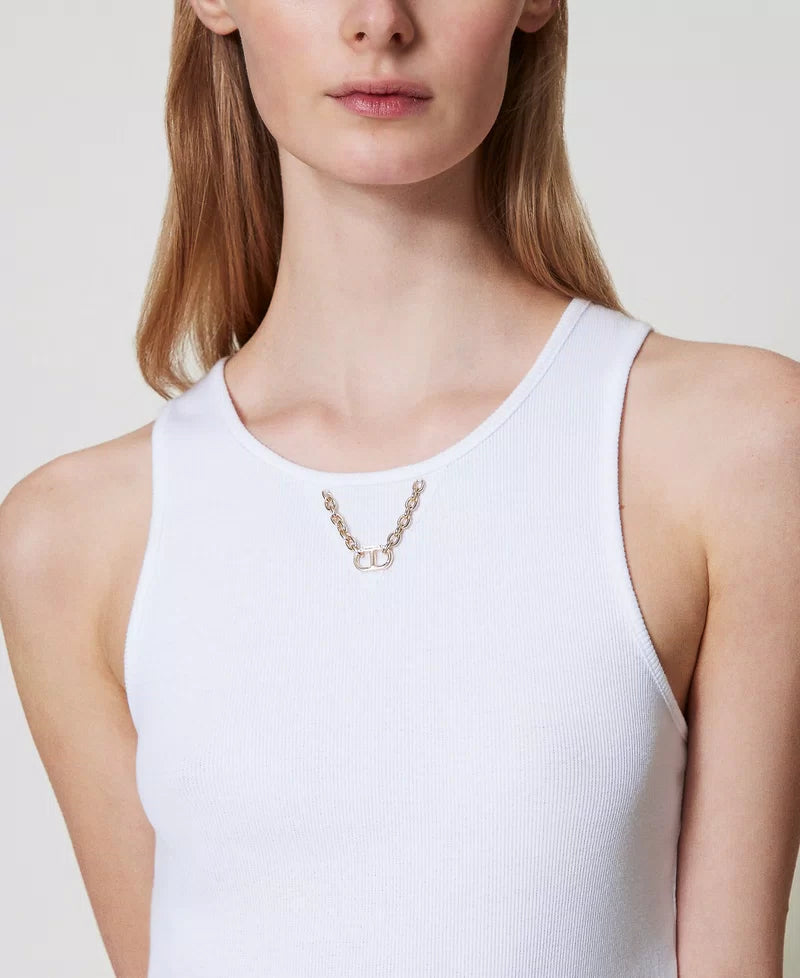 Twinset T-shirt donna Top a costine con catena