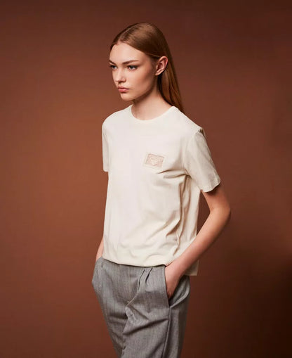 Twinset T-shirt donna regular con ricamo e logo